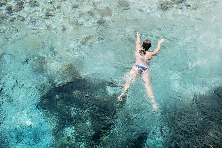 woman swimming in the sea