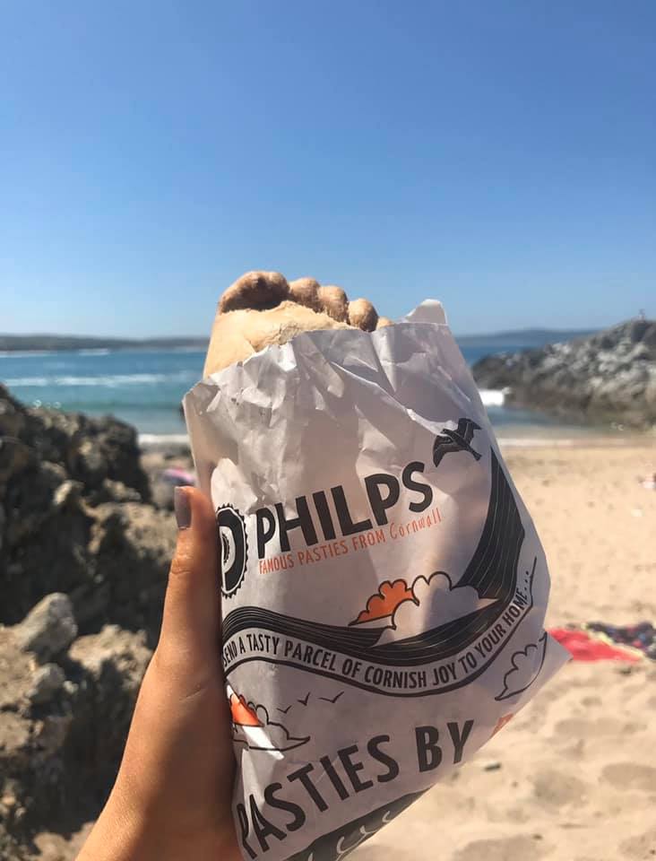 cornish pasty at the beach