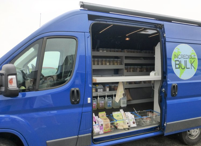 The Incredible Bulk van full of zero-waste products. 