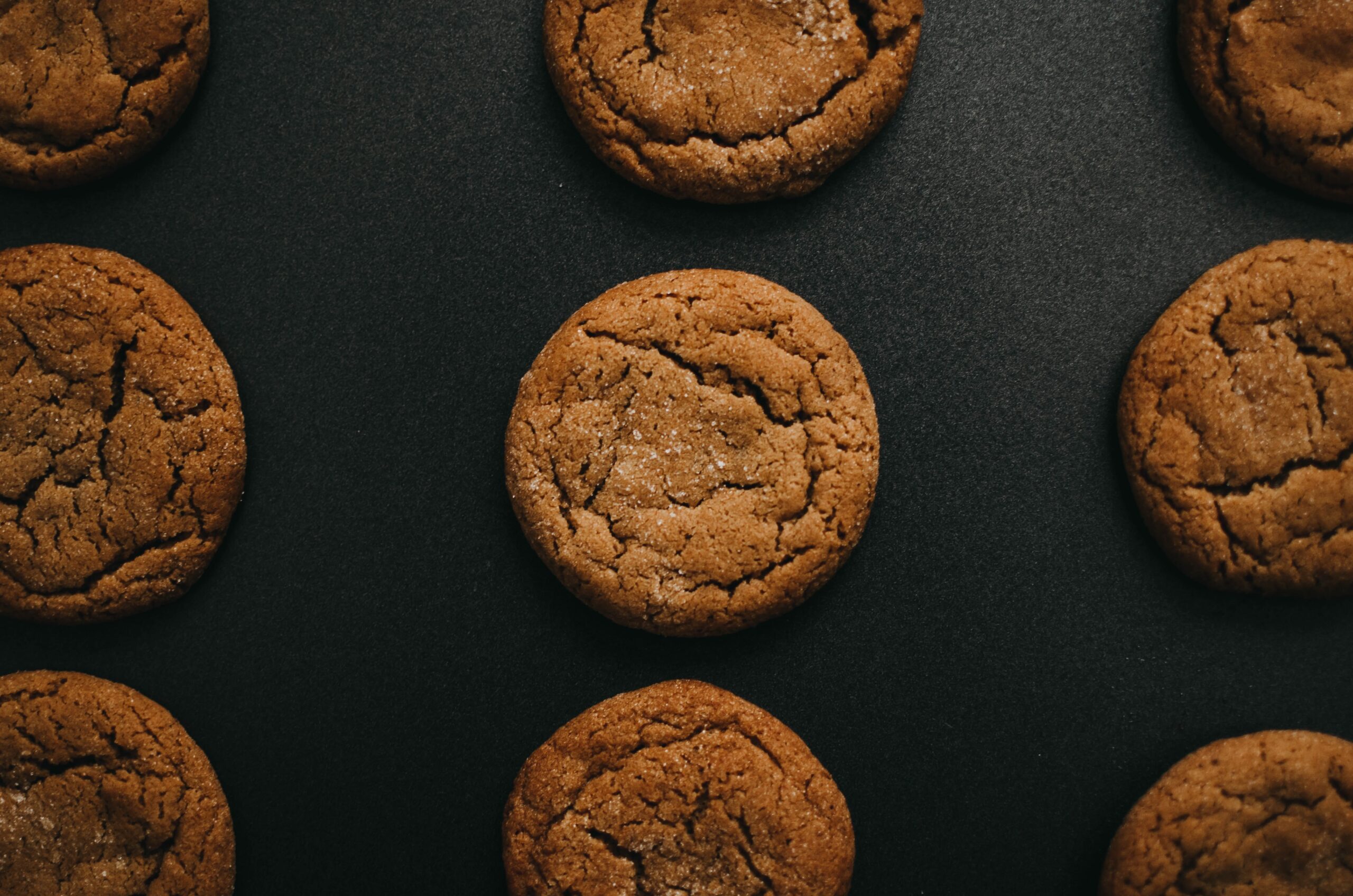 Biscuits laid out a grey background