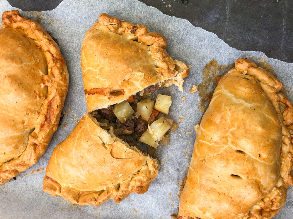 Freshly cooked Cornish pasties