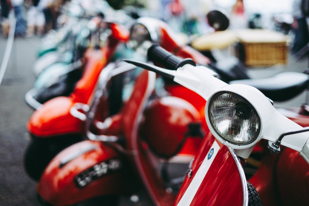 A row of classic scooters  