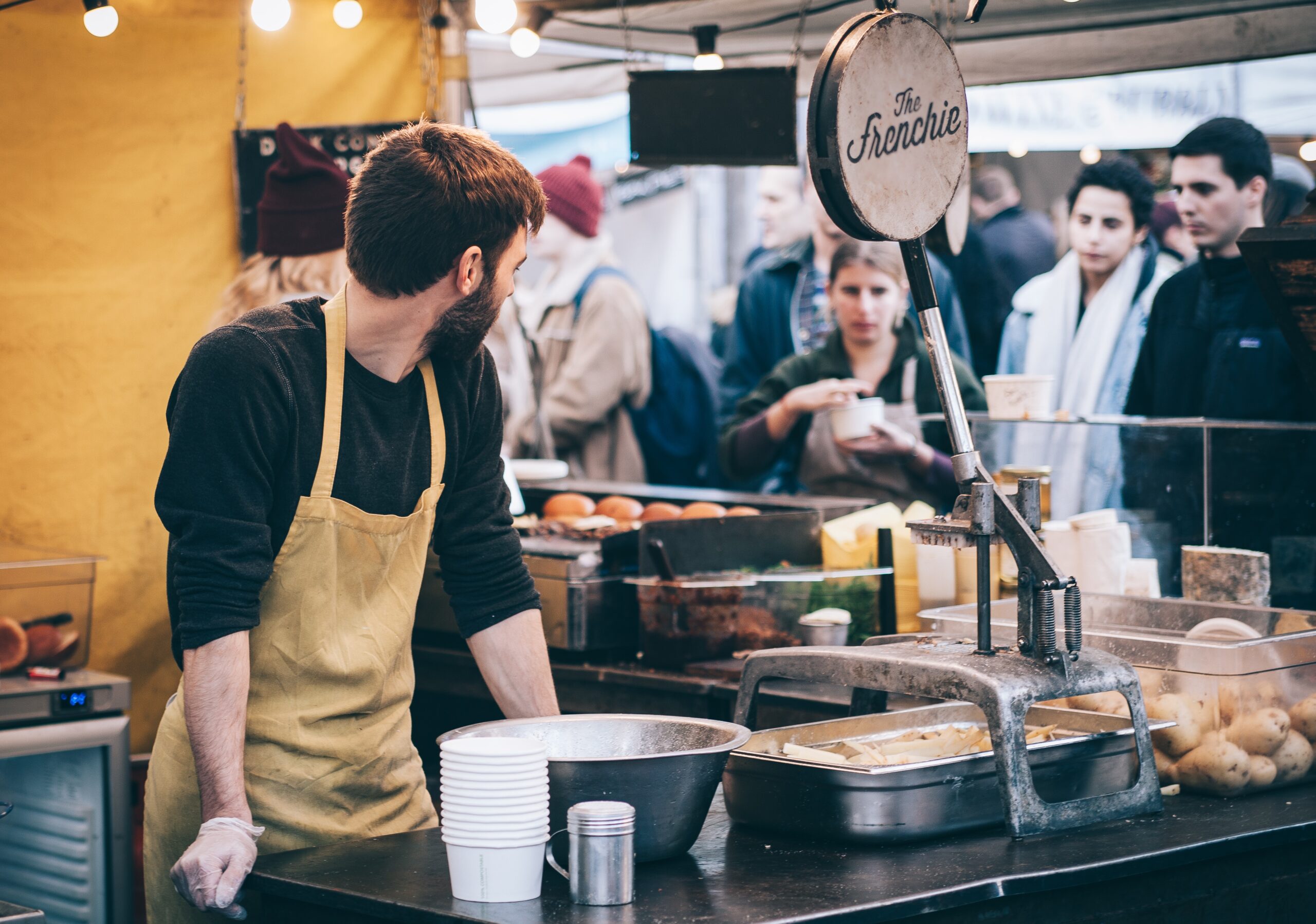 Man making food in food stall