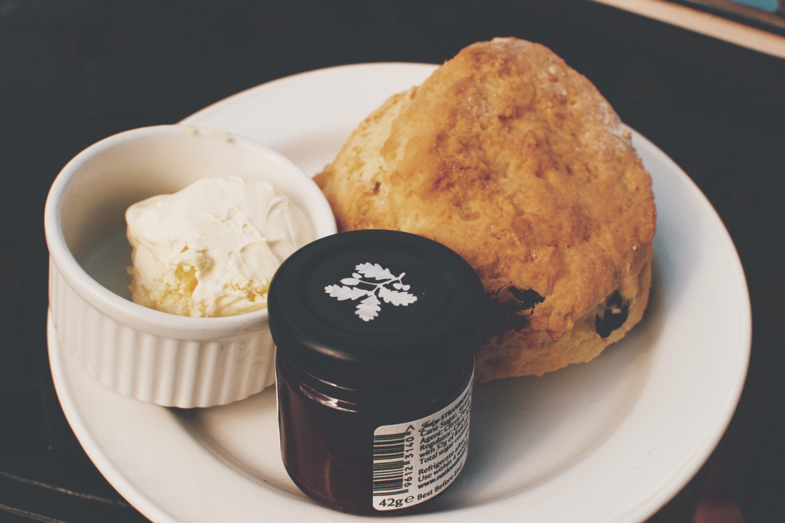 Scone with jam and cream