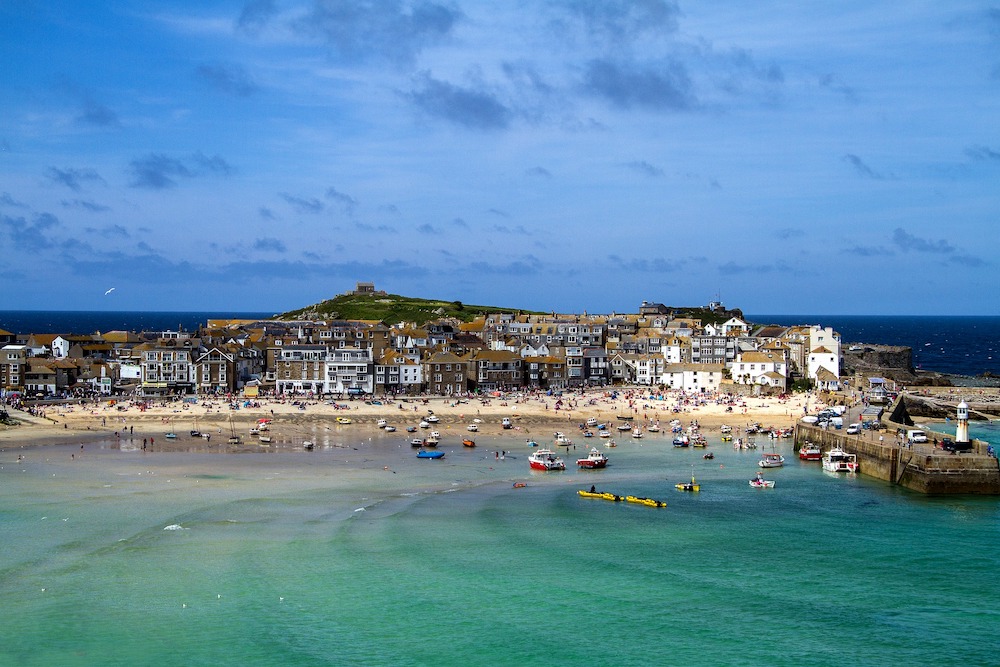 A view of the coastal town, St Ives in Cornwall
